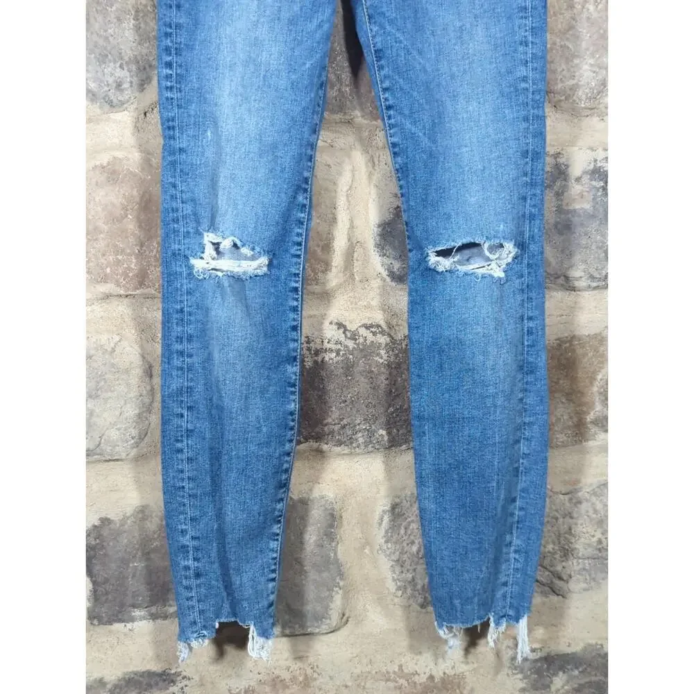 &denim Jeans Woman's Size 26 Super Skinny‎ High Waist Ankle Length Distressed